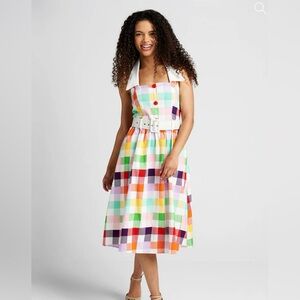 Modcloth Multicolor Plaid Midi Dress with White Collar 16